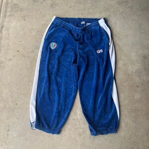 Fila Italy Velour suede track Pants Mens size XXL blue with stripe